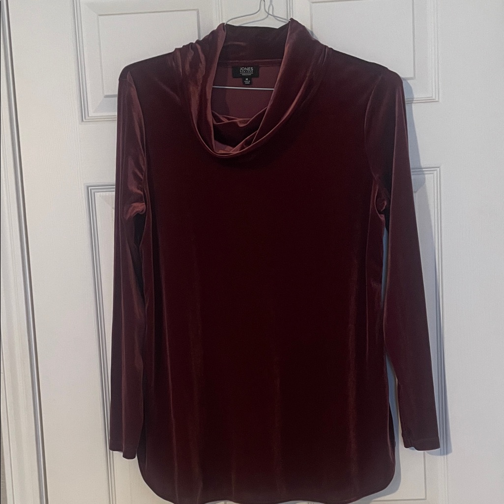 Burgundy Velvet Cowl Neck Top Or Tunic